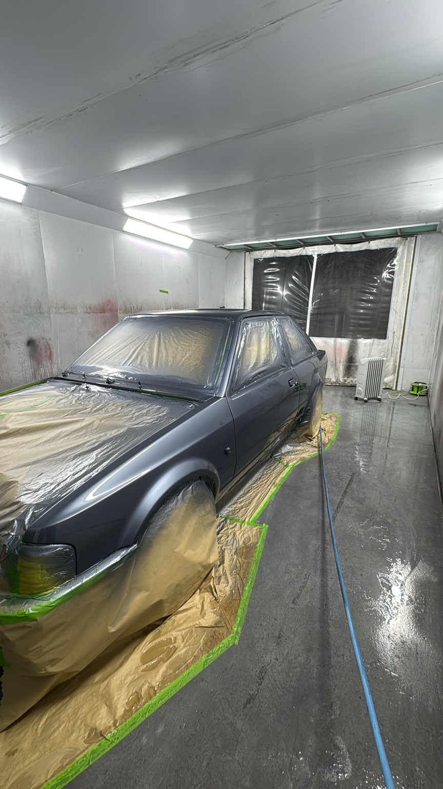 Finished classic Volkswagen outside the workshop